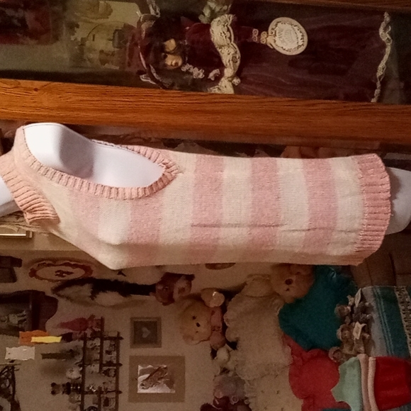 Vintage 80's,Pink & White Striped,Lightweight,TurtleNeck Summer Knit  Top💕 - Picture 4 of 8